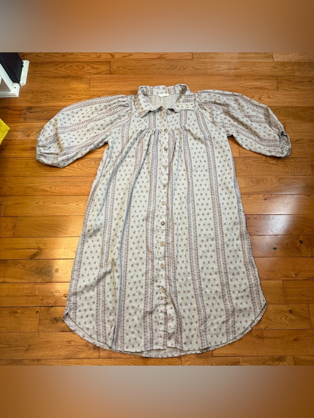 Easel Cotton Gauze Button-Down Cottagecore Dress